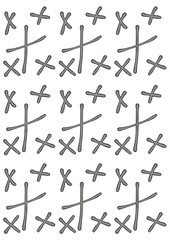 Abstract pattern with gray crosses and X shapes on white background  