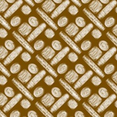 Decorative pattern with abstract shapes on brown background  