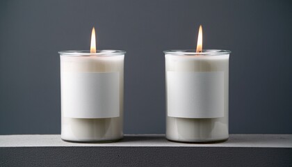 two lit candles with mockup labels