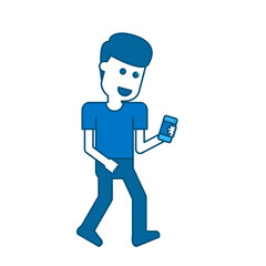 Illustration of a Man Checking Phone When Walking
