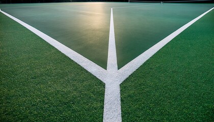 fresh white lines on green tennis court surface create vibrant and inviting atmosphere for players