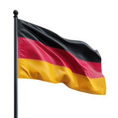 Waving german flag with black red and yellow stripes isolated on transparent background