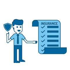 Illustration of Insurance Agent Presenting Insurance Policy