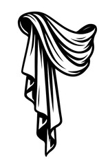 Flowing Draped Cloth Vector Illustration – Elegant Line Art Depicting Lightweight Hanging Fabric with Natural Folds and Cascading Form  
