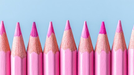 Row of Pink Colored Pencils