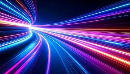 Abstract vibrant light streaks in a tunnel