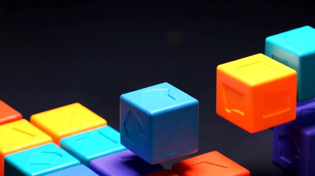 Colorful, abstract blocks in various geometric shapes.
