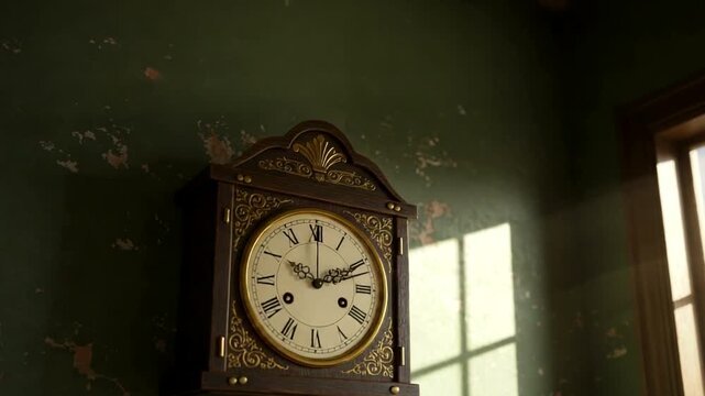 Antique wall clock on a textured wall
