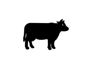A set of cow silhouette vector art illustration. cow icon in vector art. Black and white vector illustration shows a cow and calf silhouette
