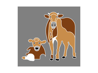 cow and calf vector