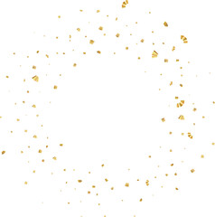 Confetti explosion. Golden serpentine ribbons frame design