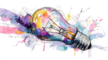 Watercolor Light Bulb Illustration