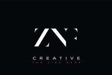 ZNF abstract letter logo design. This logo is designed by three abstract letters.
