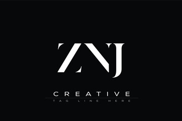 ZNJ abstract letter logo design. This logo is designed by three abstract letters.