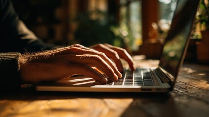 Hands Typing on Laptop Keyboard