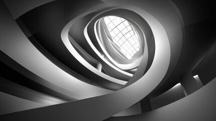 Interior View of a Spiral Structure with Skylight