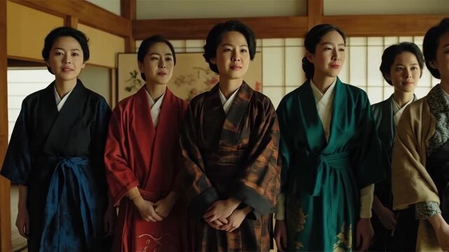 Empowered Japanese women ministers in formal attire discussing policy, breaking barriers in government for Women Ministers Day