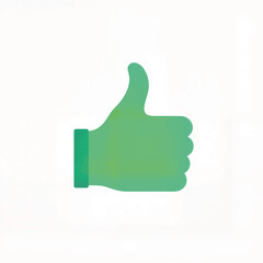 Green thumbs up icon in flat design on light background  