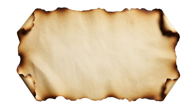 Burnt parchment paper isolated on transparent background.