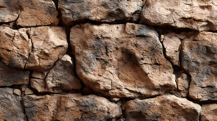 Rough stone wall texture with deep cracks and a natural aged appearance, high detail. stone grain. Illustration