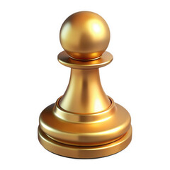 A golden chess pawn isolated on transparent background