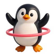 Fototapeta premium PNG Penguin hula hoop fun