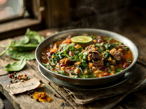 National dishes of Iran - steaming bowl of Bozbash