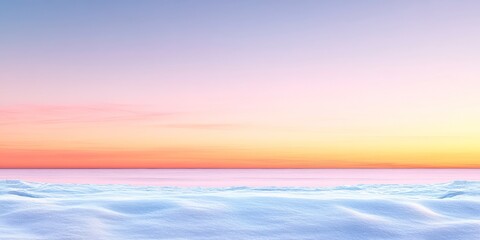 Obraz premium Serene Winter Ocean View with Pastel Pink and Blue Gradient Sky