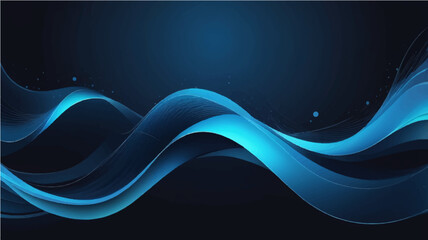 Abstract blue wave background with flowing lines and modern design elements
