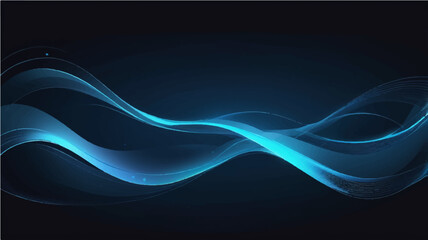 Abstract blue wave background with flowing lines and modern design elements