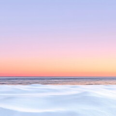Serene Winter Ocean View with Pastel Pink and Blue Gradient Sky