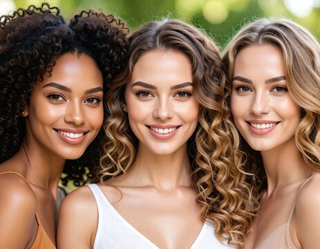 Three women with beautiful smiles