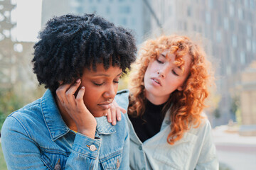 In an intimate moment, two friends connect deeply as one provides emotional support to the other...