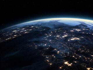Obraz premium Earth at Night View From Space with City Lights Glowing