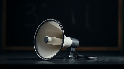 Megaphone on a dark surface with dramatic side lighting, creating a bold and impactful visual statement.
