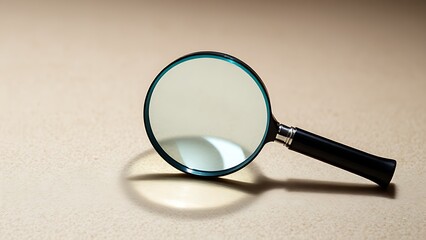 A magnifying glass resting on a textured surface, creating intriguing light refractions and patterns.