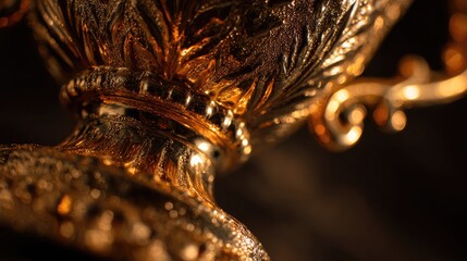 Close-Up of Ornate Golden Cup with Intricate Details