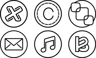 Vector art of a collection of simple line icons isolated on transparent background