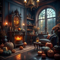 Obraz premium halloween pumpkin in a church