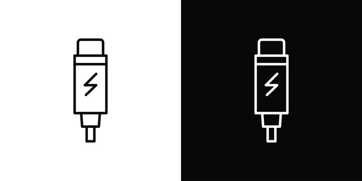 USB type c icon black vector concept - stock vector.