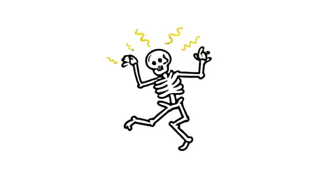 Sparkling Dancing Skeleton Cartoon Loop Animation