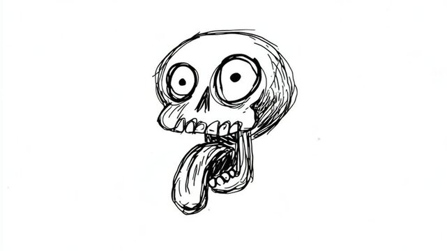Sketchy Skull Tongue Out Cartoon Animation
