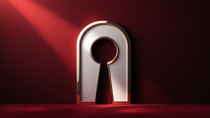 Elegant Metallic Keyhole on Dark Red Gradient