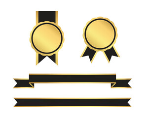 Golden luxury badge vector set