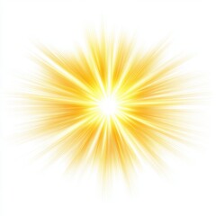 Radiant golden light burst emanating from a central point on white surface