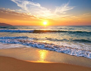 Obraz premium Beautiful sunset over a beach