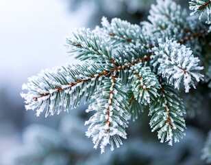 Frosty pine branch close-up (2)