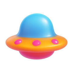 Fototapeta premium PNG Colorful cartoon UFO illustration.