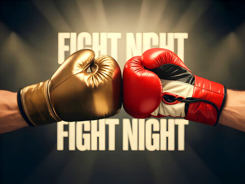 The two boxing gloves clashing in the center, adding the text fight night.