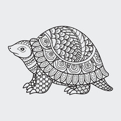 Animal mandla line art coloring page